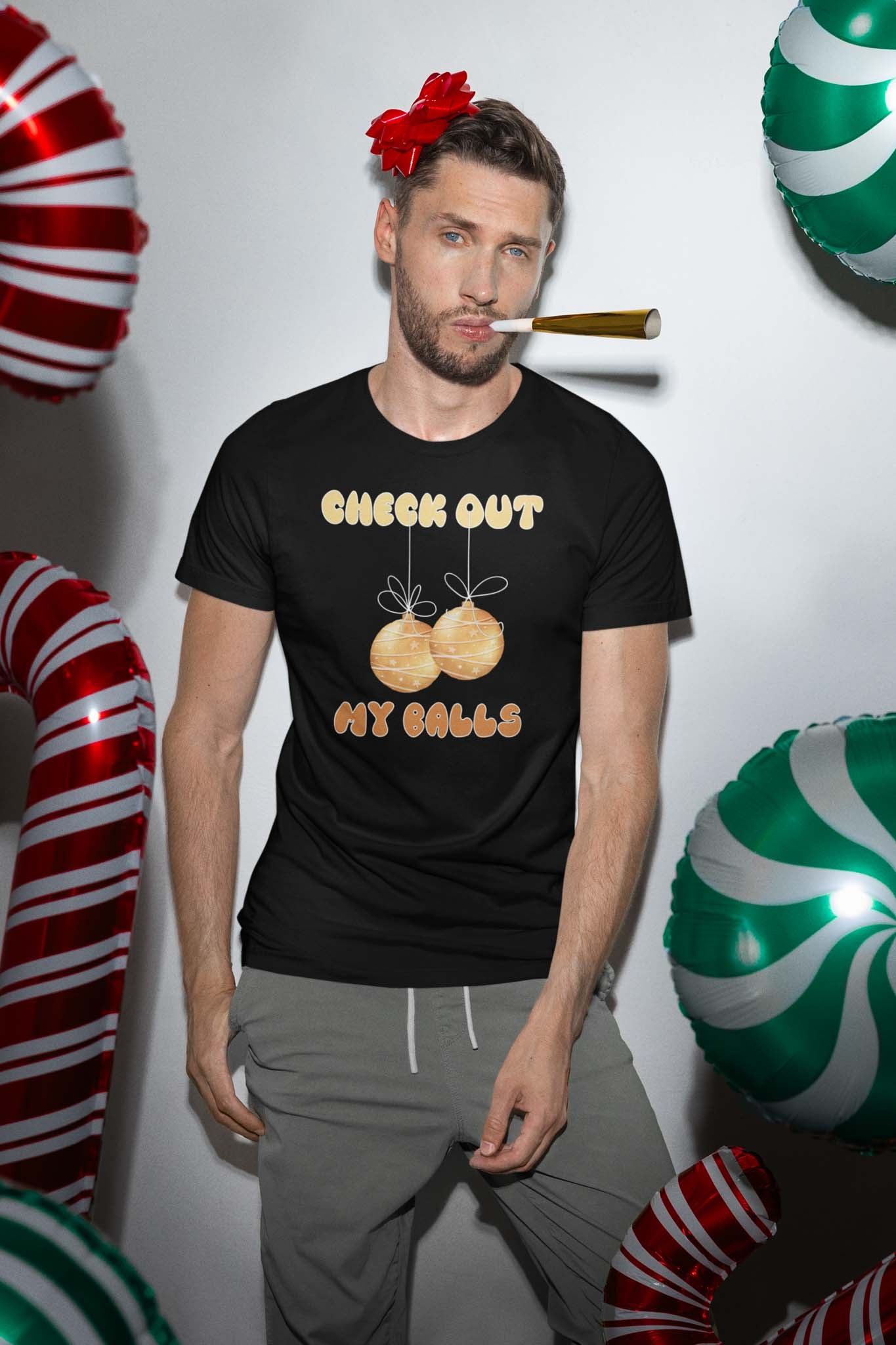 CHECK OUT MY BALLS - inappropriate christmas shirt - unisex