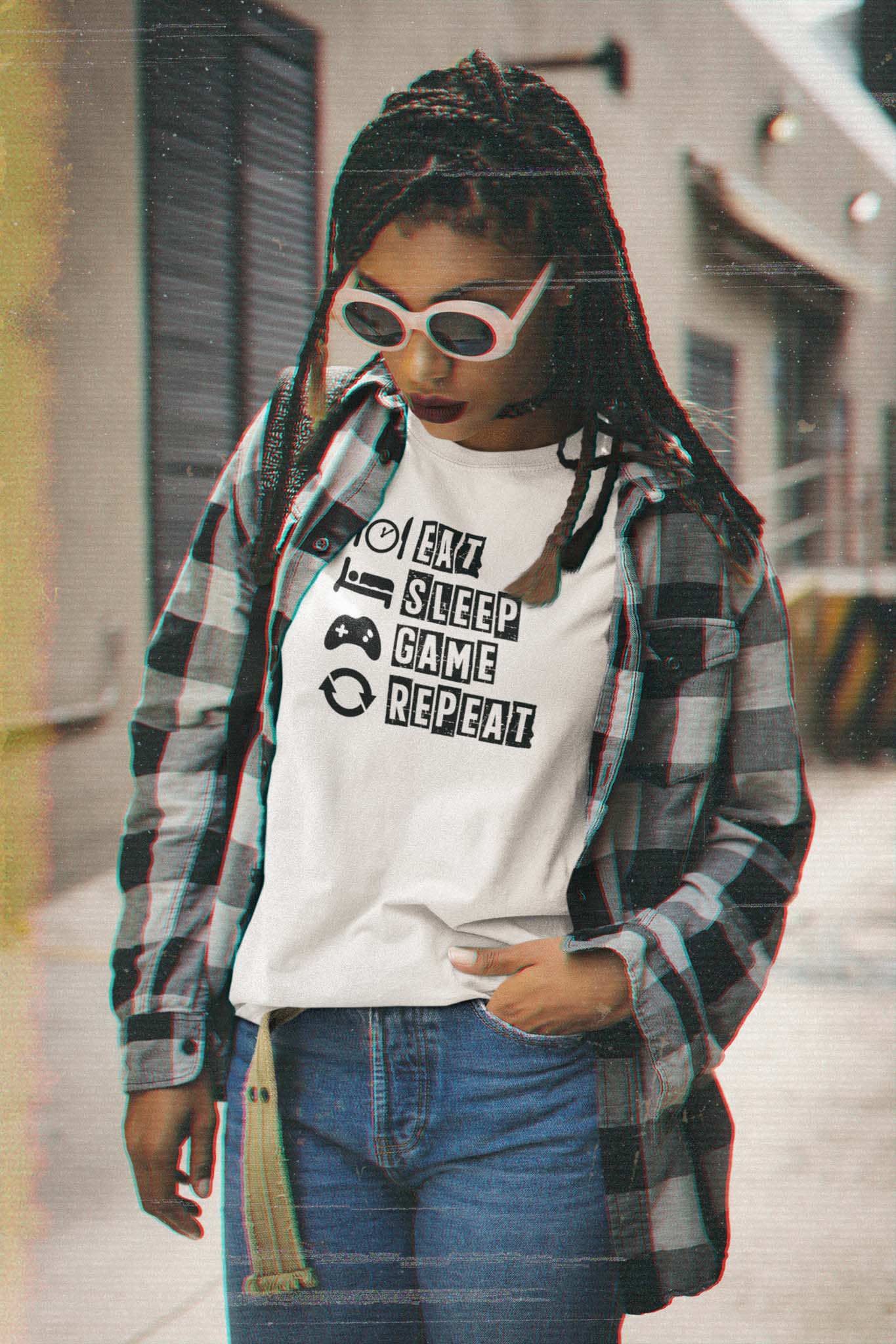 EAT SLEEP GAME REPEAT - funny statement shirt - unisex