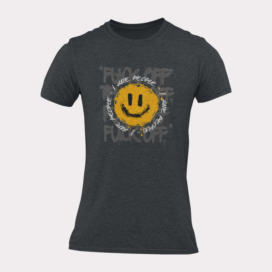 FUCK OFF I HATE PEOPLE SMILEY - antisocial statement shirt - unisex