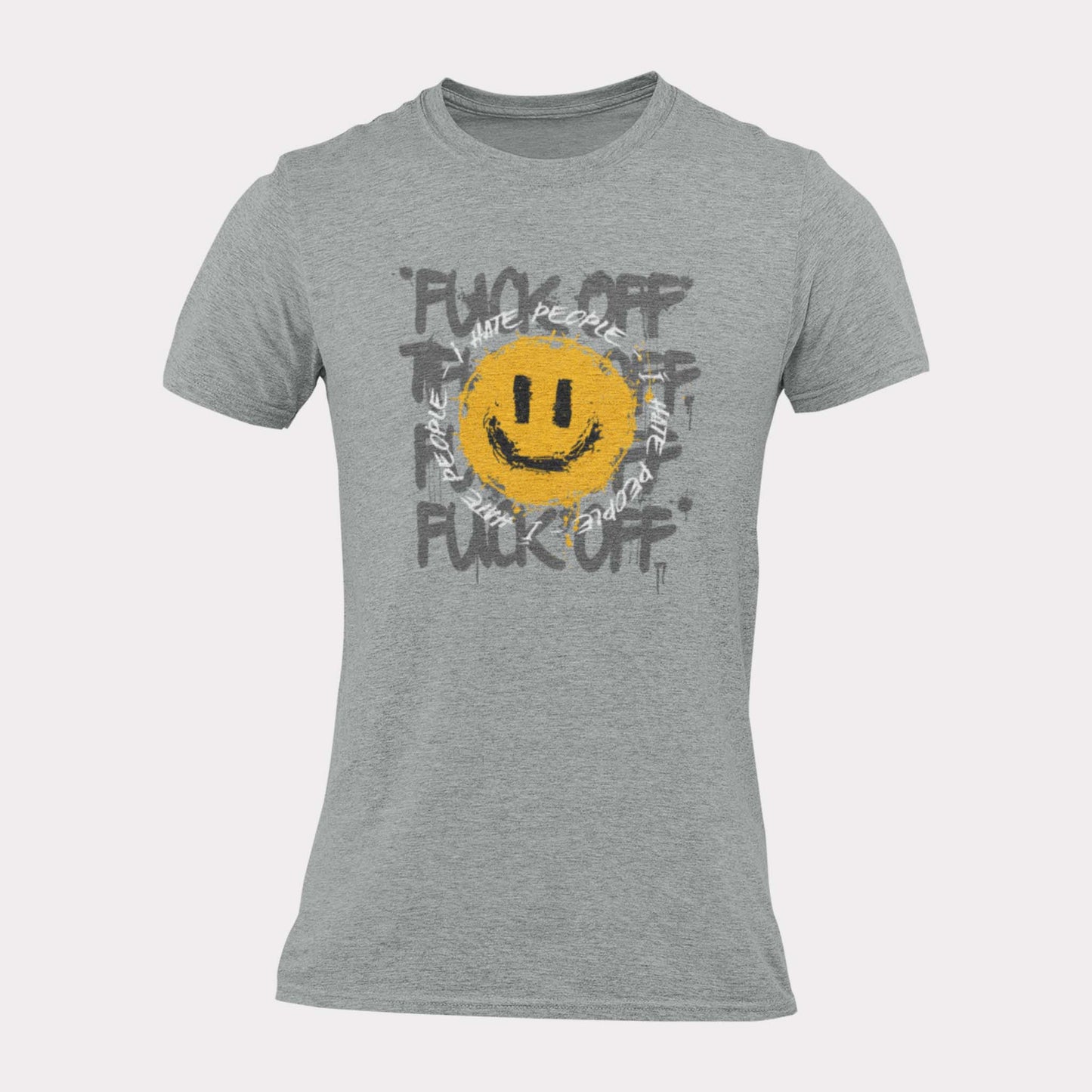 FUCK OFF I HATE PEOPLE SMILEY - antisocial statement shirt - unisex