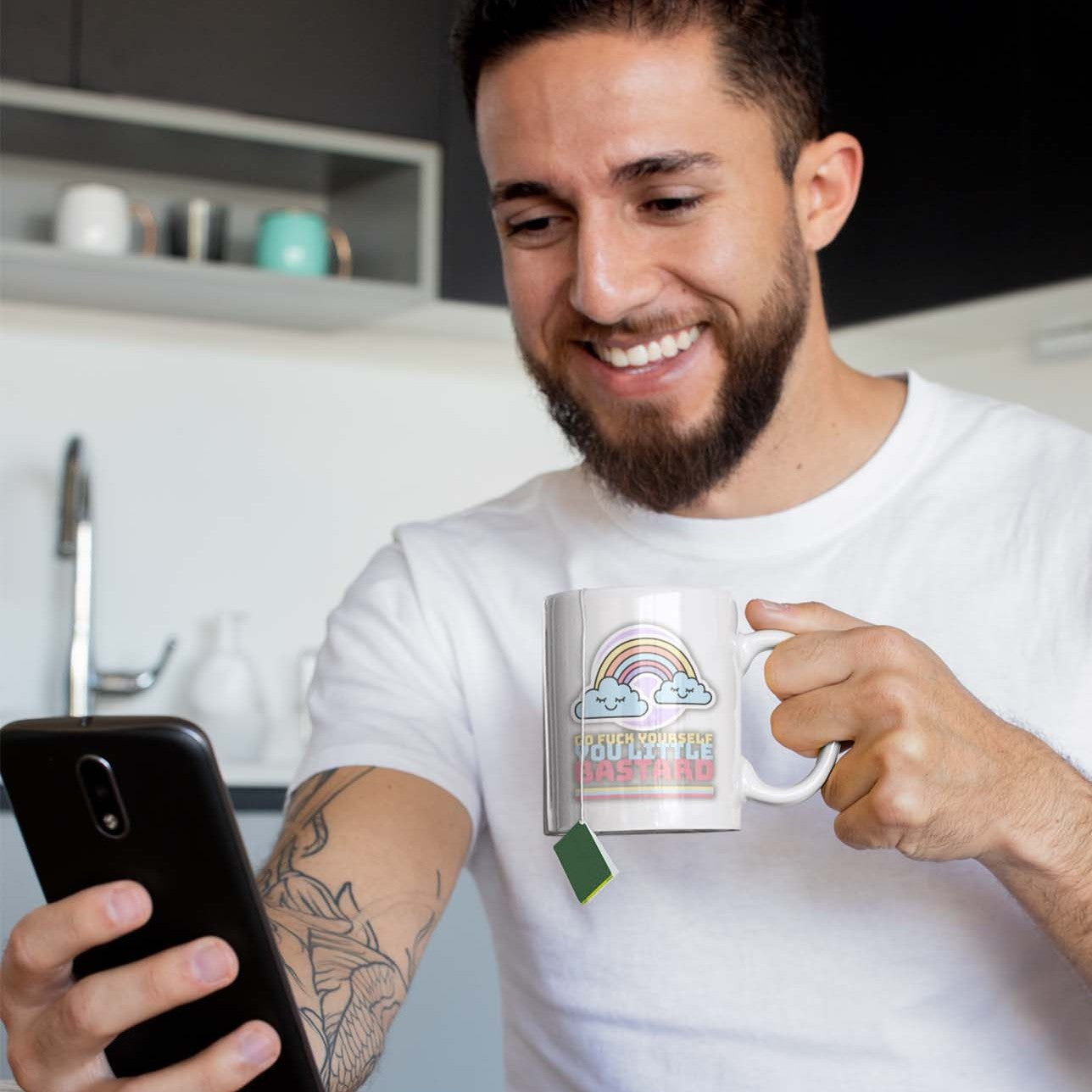 GO FUCK YOURSELF LITTLE BASTARD - antisocial statement coffee/tea mug