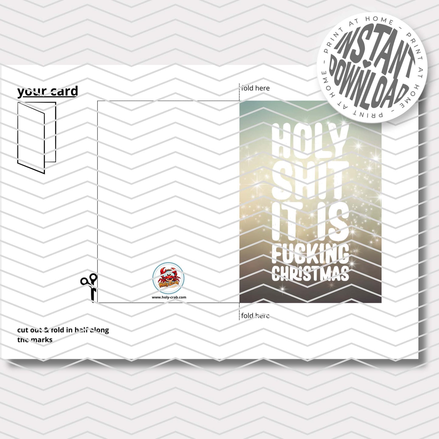 HOLY SHIT IT IS FUCKING CHRISTMAS - card with envelope - digital download