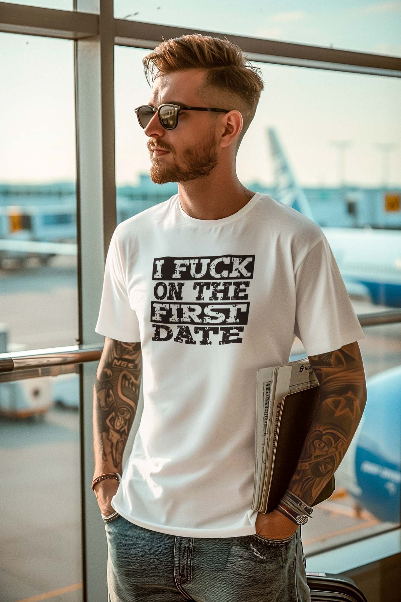 I FUCK ON THE FIRST DATE - inappropriate statement shirt - unisex