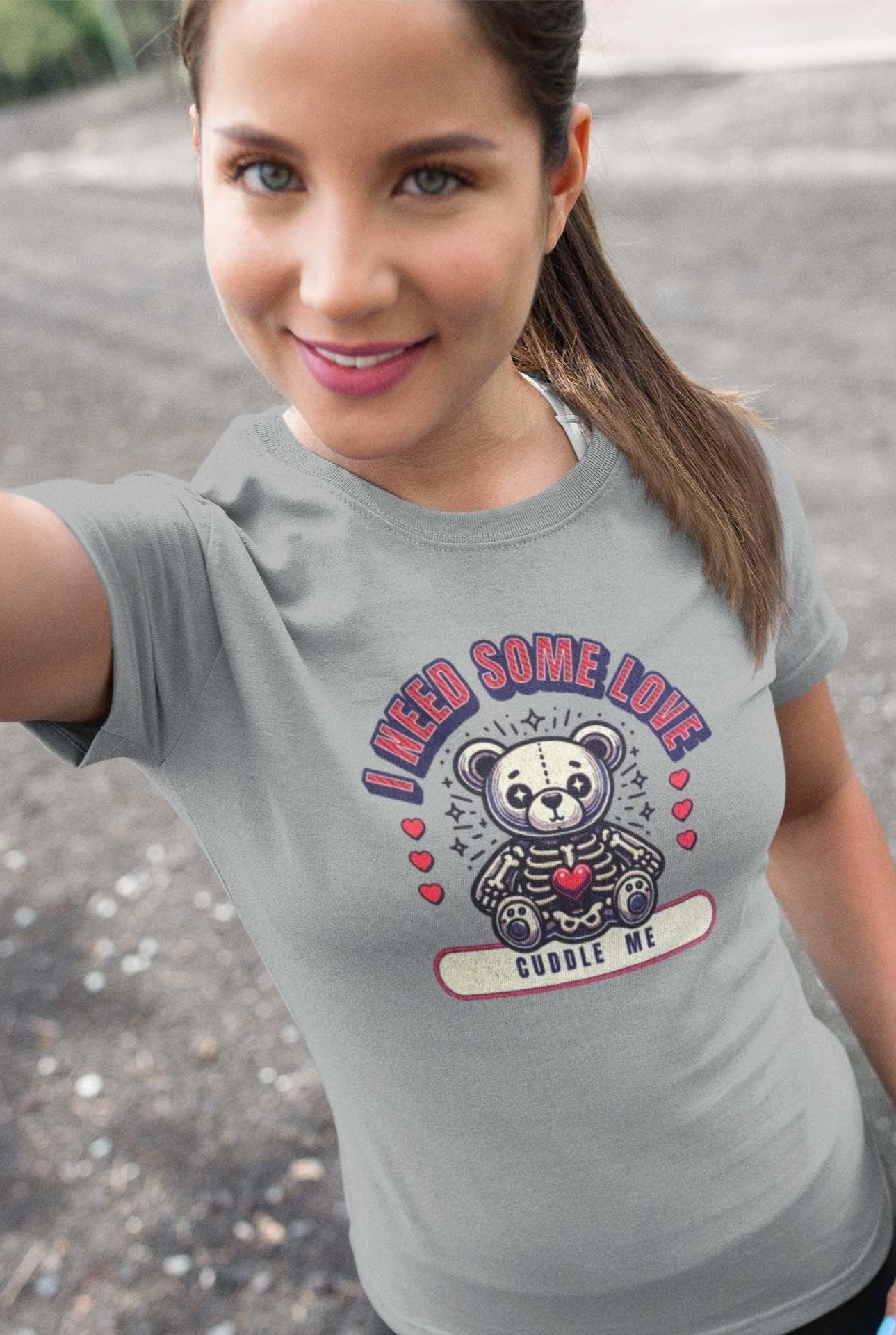 I NEED SOME LOVE SKELETON TEDDY - flirty statement shirt - unisex