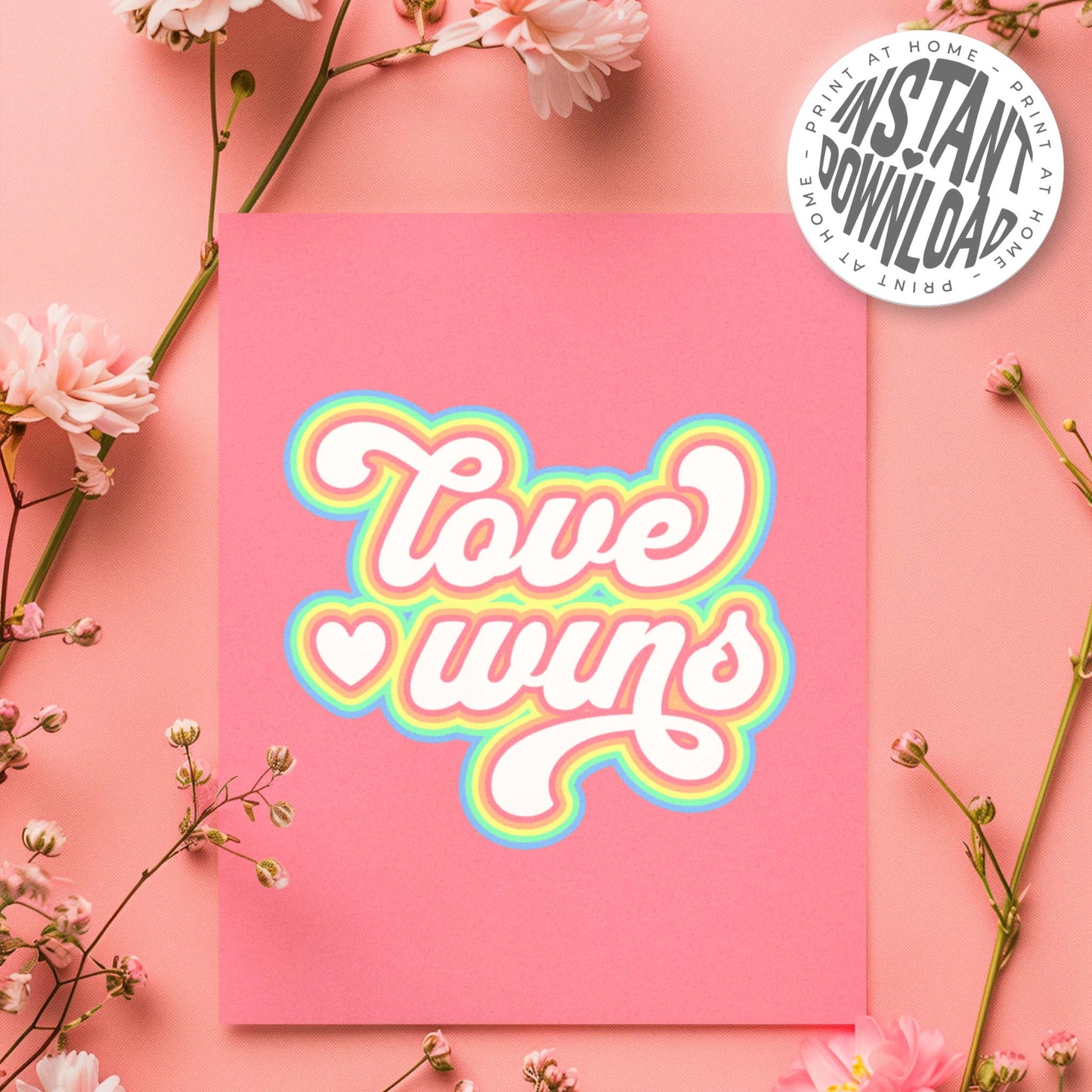 LOVE WINS - card with envelope - digital download