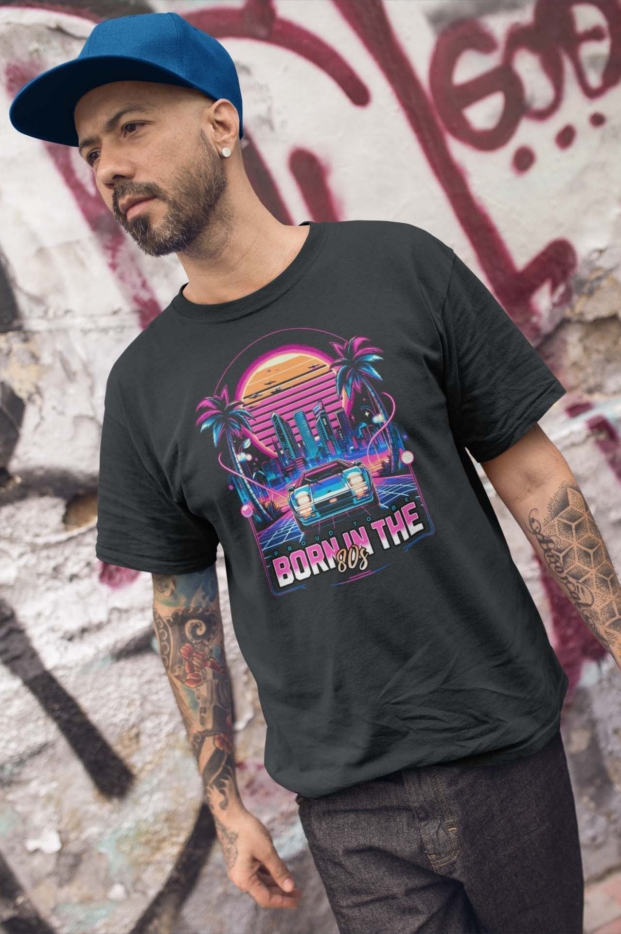 PROUD TO BE BORN IN THE 80S NEON - funny statement shirt - unisex