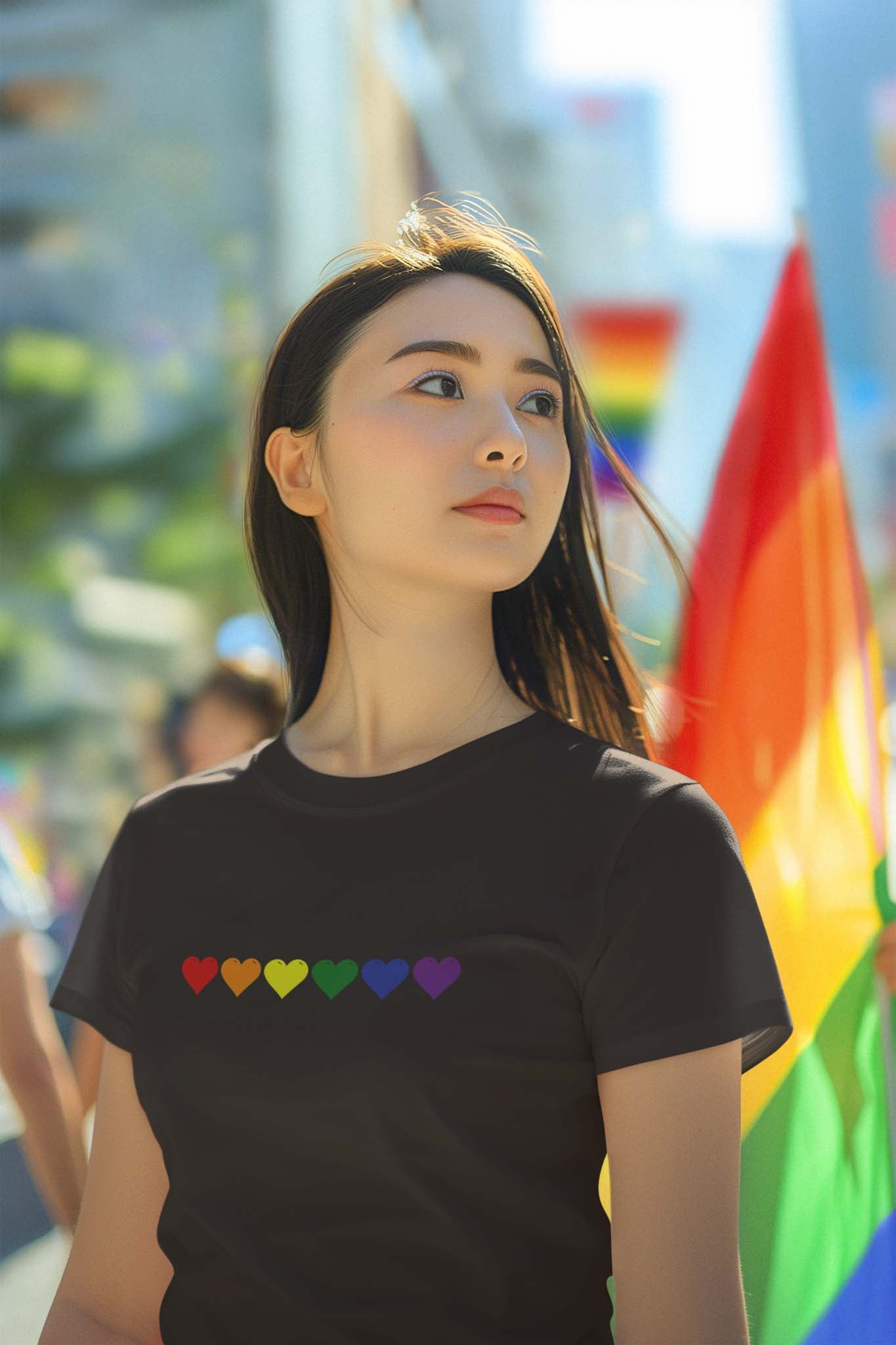 RAINBOW HEARTS - pride statement shirt - unisex