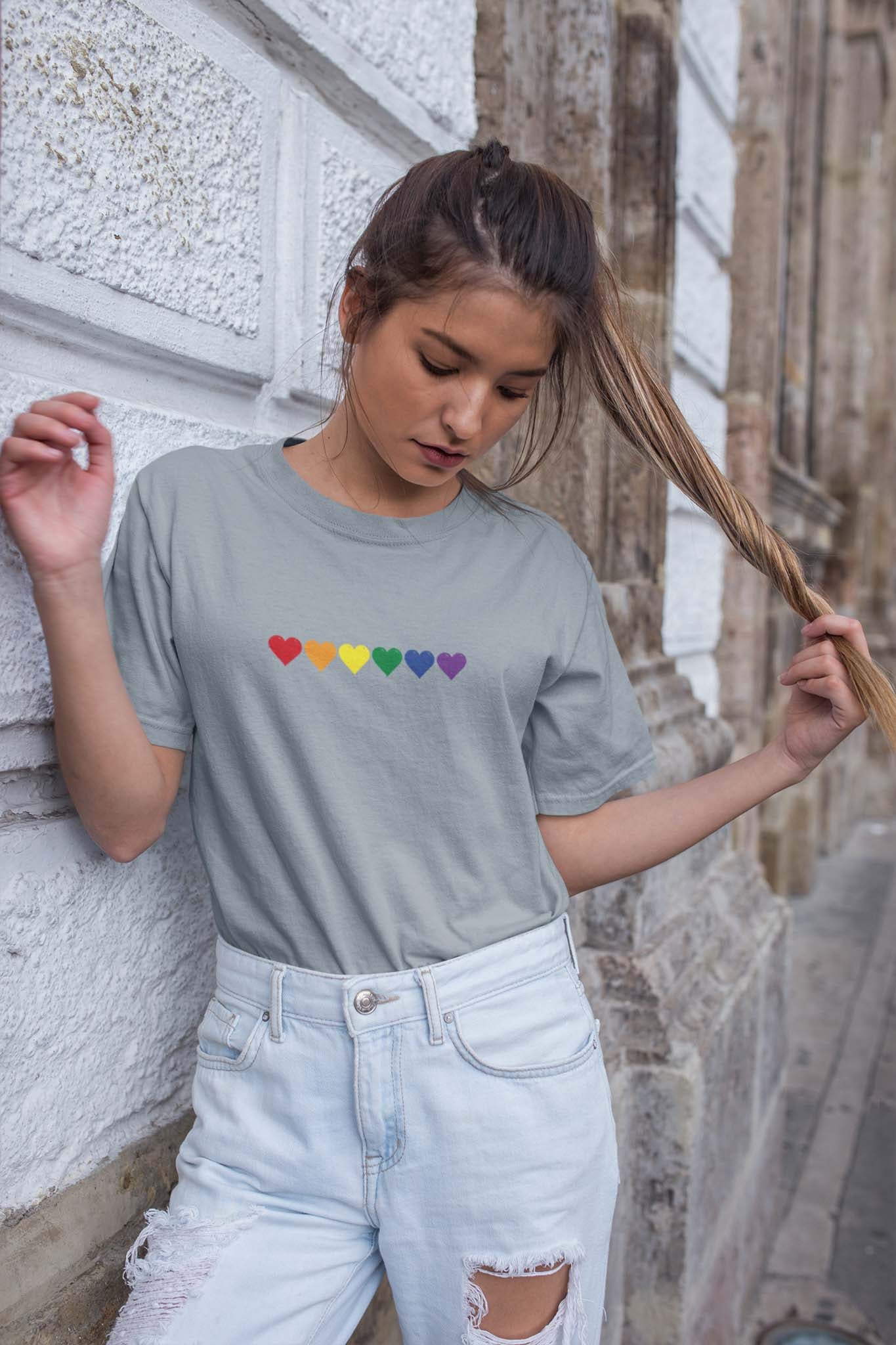 RAINBOW HEARTS - pride statement shirt - unisex