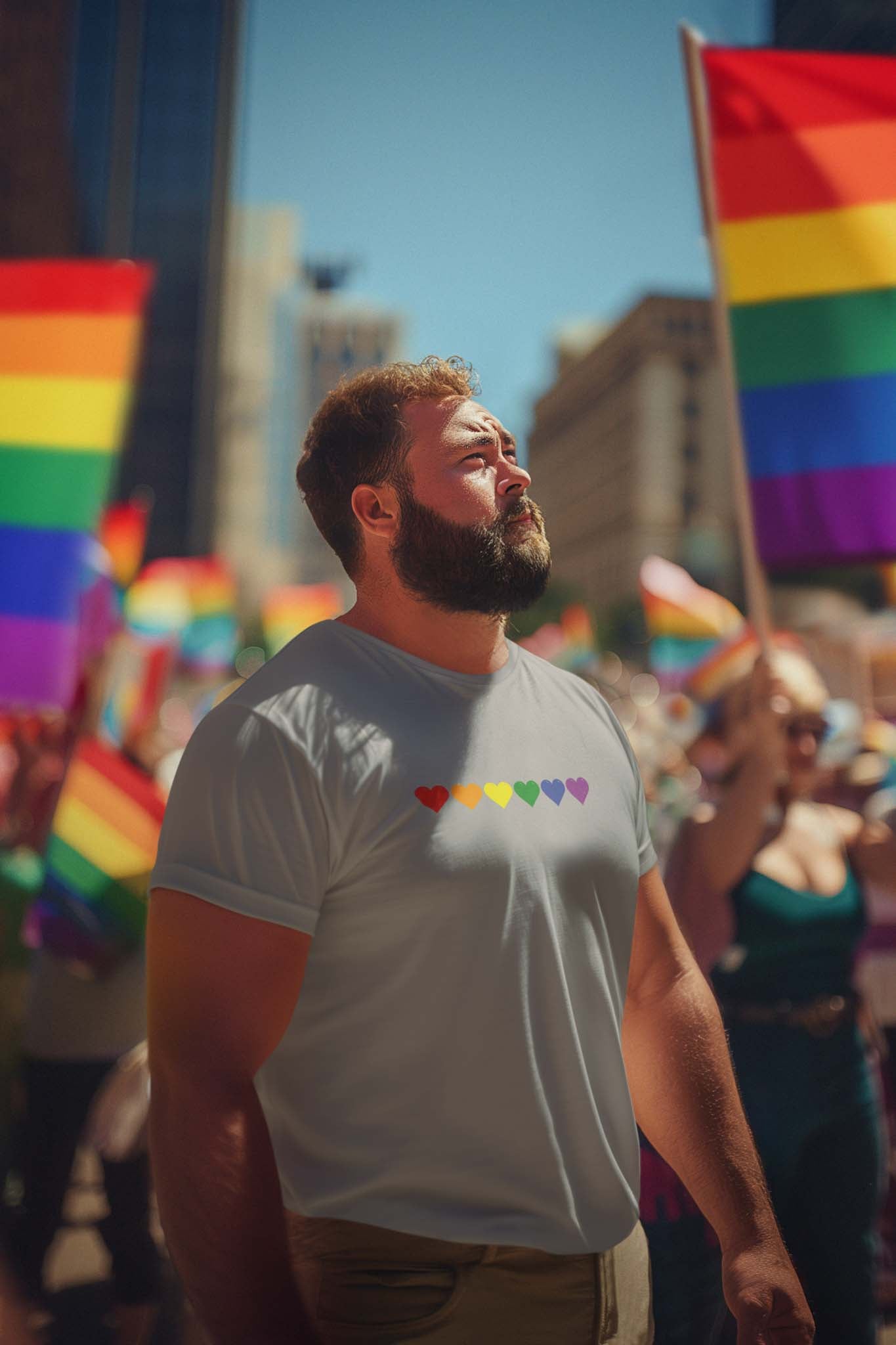 RAINBOW HEARTS - pride statement shirt - unisex