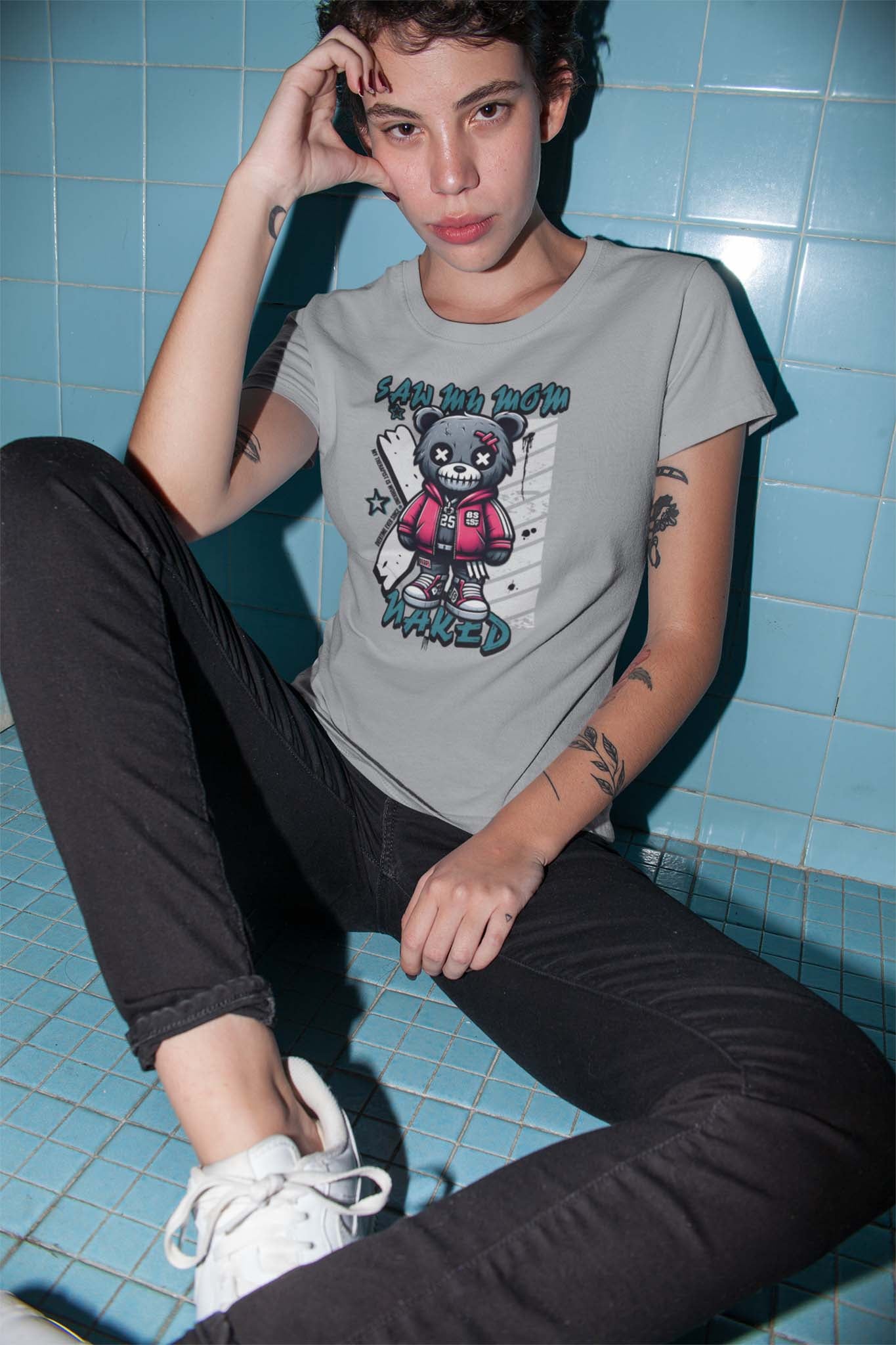 SAW MY MOM NAKED BEAR - inappropriate statement shirt - unisex