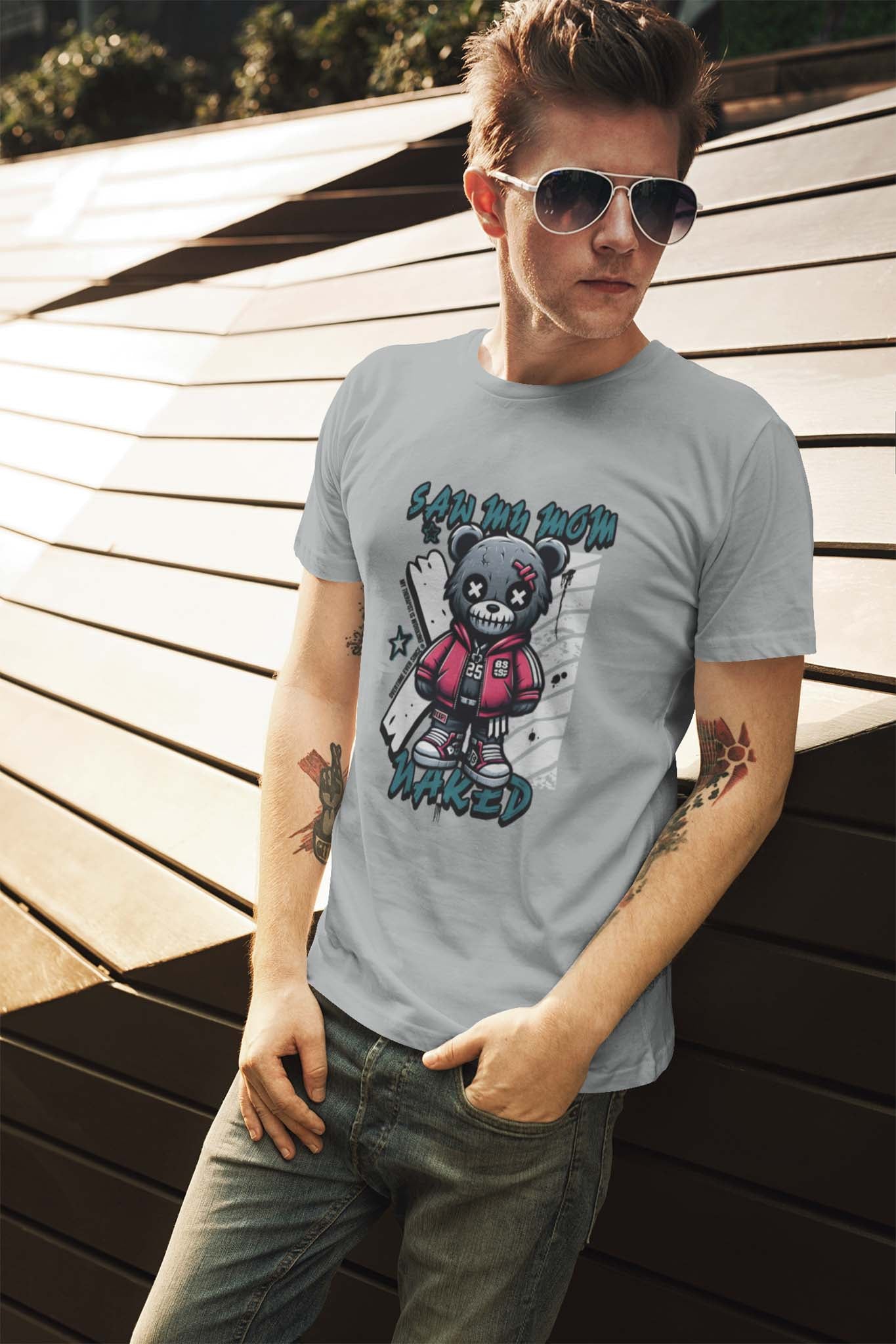 SAW MY MOM NAKED BEAR - inappropriate statement shirt - unisex