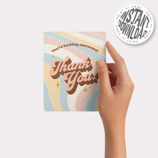 THANK YOU RETRO - card with envelope - digital download