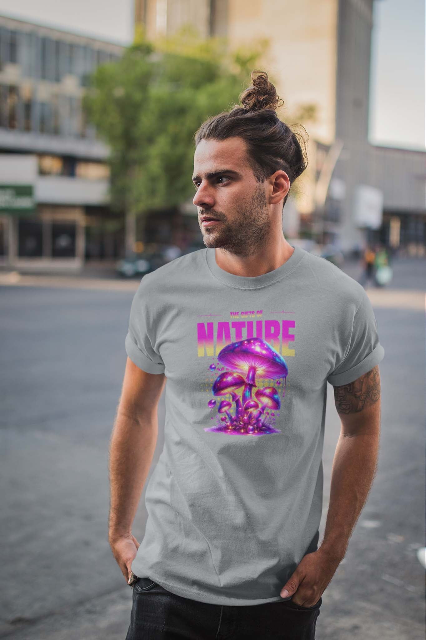 THE GIFTS OF NATURE NEON MUSHROOM - trippy statement shirt - unisex