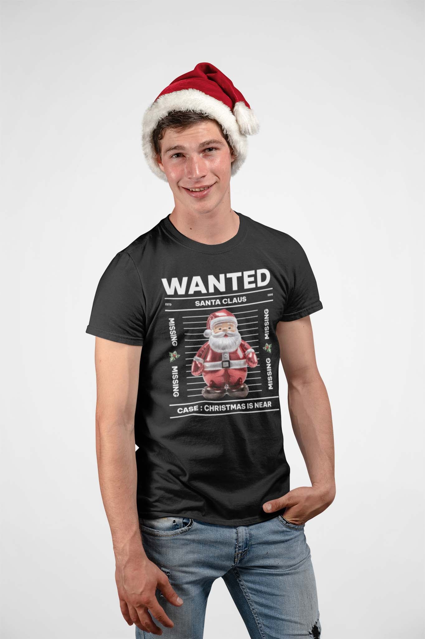 WANTED SANTA CLAUS - funny christmas shirt - unisex