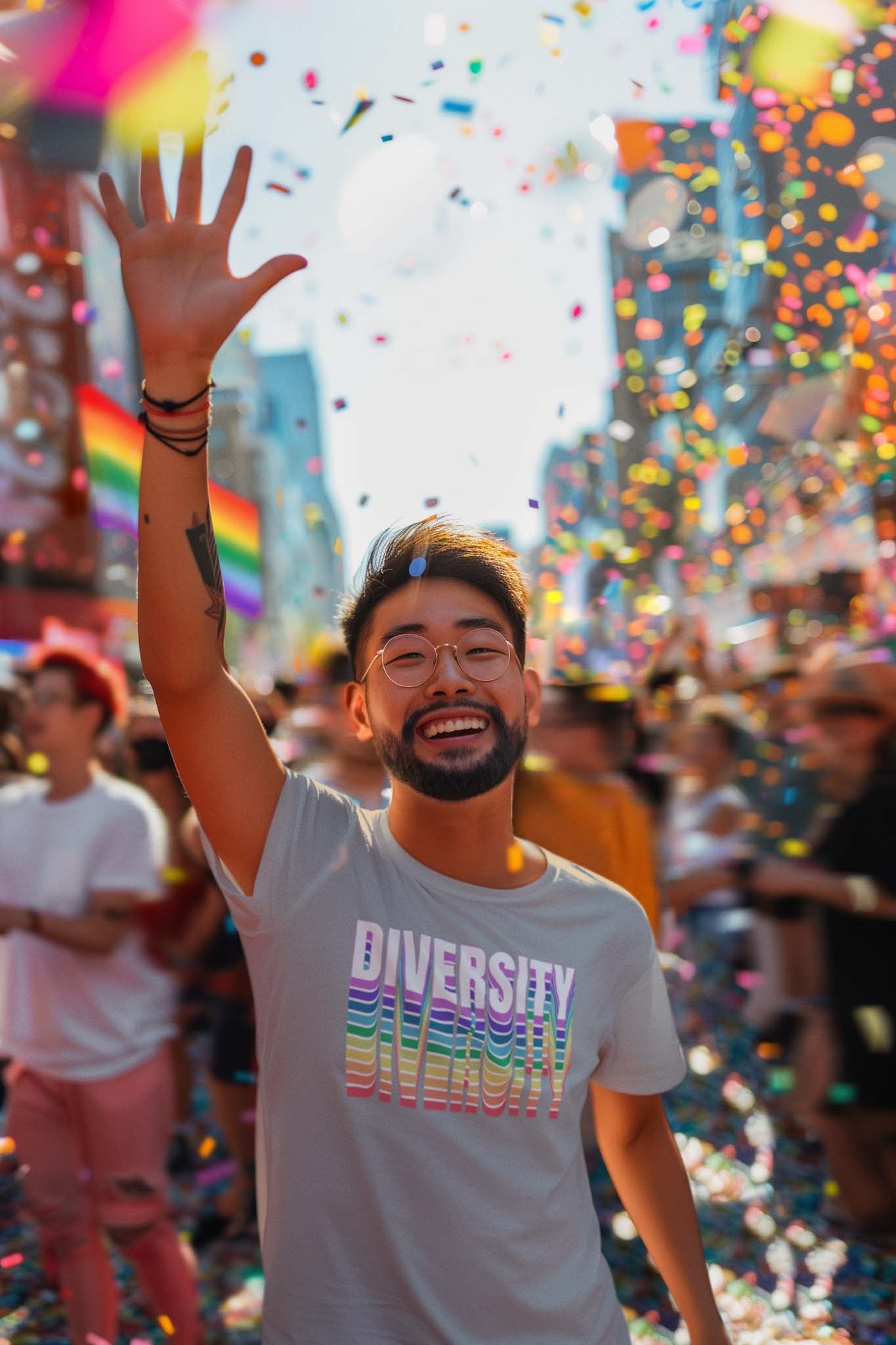 DIVERSITY RETRO RAINBOW - pride statement shirt - unisex