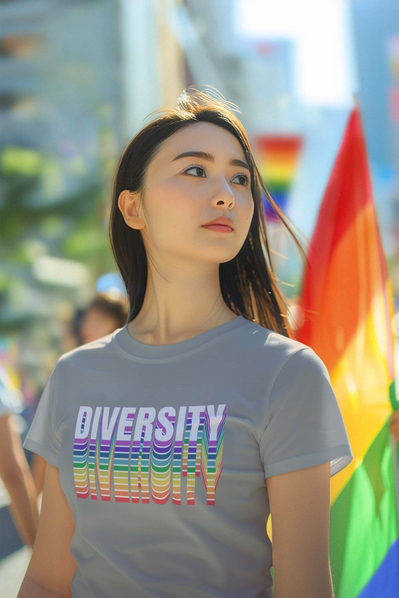 DIVERSITY RETRO RAINBOW - pride statement shirt - unisex