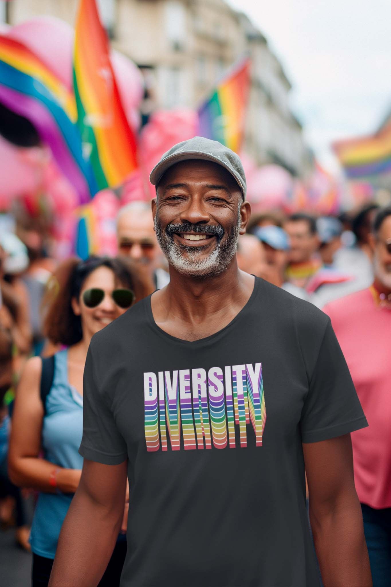 DIVERSITY RETRO RAINBOW - pride statement shirt - unisex